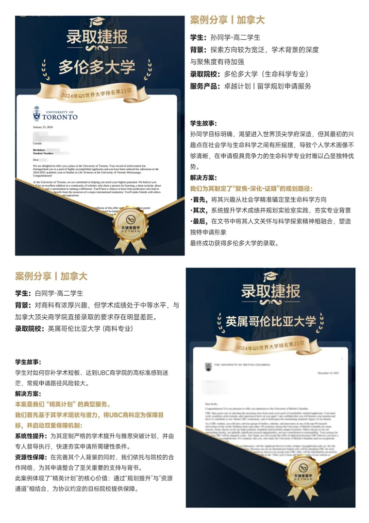 加拿大方向录取案例