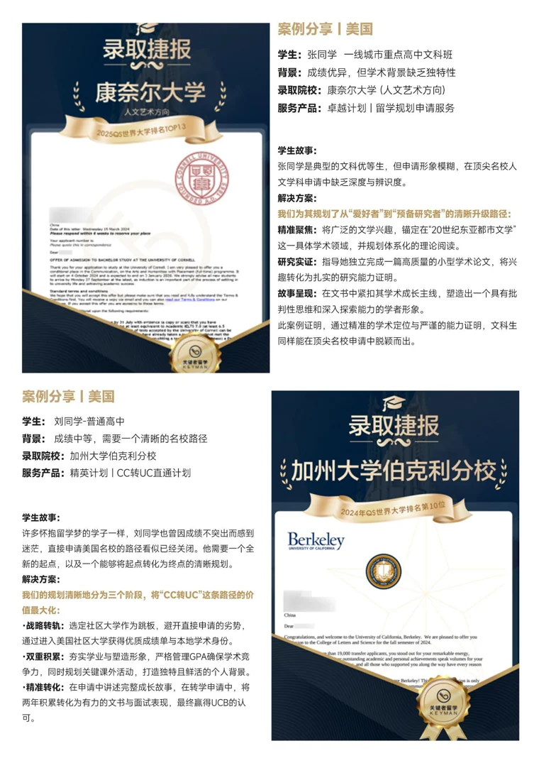 美国方向录取案例